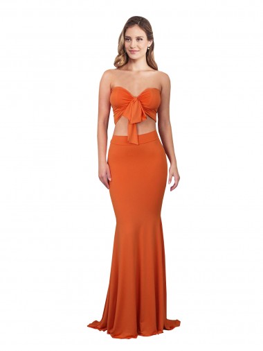 Comprare Arancia Stile sirena Senza spalline Spandex Lunga Formali Abiti da damigella donore / Abiti da sera / Abiti da ballo