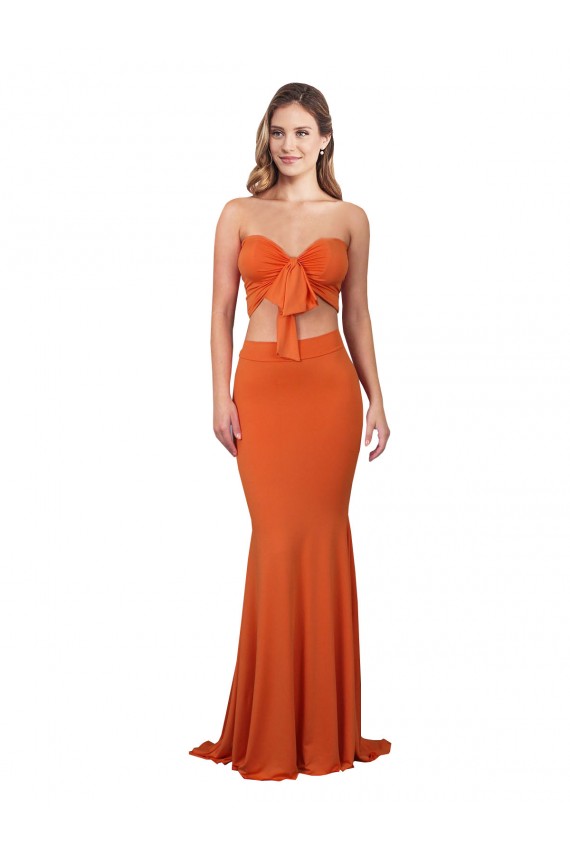 Comprare Arancia Stile sirena Senza spalline Spandex Lunga Formali Abiti da damigella donore / Abiti da sera / Abiti da ballo