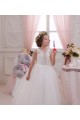 Comprare Avorio Abito da ballo Alto Collo Tulle Pizzo Lunga Abiti da ragazza di fiori