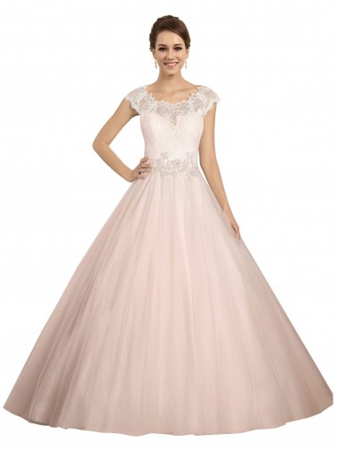 Comprare Avorio Abito da ballo Barca Illusione Pizzo Abiti da sposa