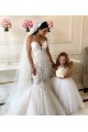 Comprare Avorio Abito da ballo Barca Tulle Pizzo Lunga Abiti da ragazza di fiori