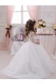 Comprare Avorio Abito da ballo Barca Tulle Pizzo Lunga Abiti da ragazza di fiori