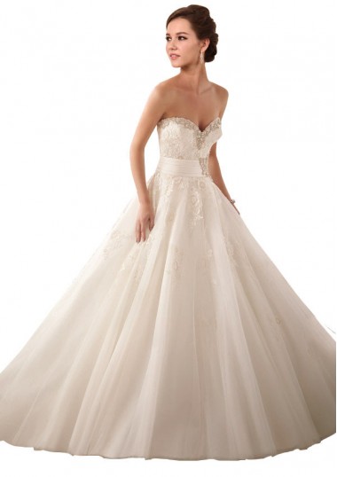 Comprare Avorio Abito da ballo Innamorato Raso Tulle Pizzo Abiti da sposa