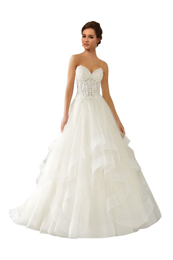 Comprare Avorio Abito da ballo Innamorato Raso Tulle Pizzo Abiti da sposa