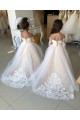 Comprare Avorio Abito da ballo Innamorato Tulle Pizzo Lunga Abiti da ragazza di fiori