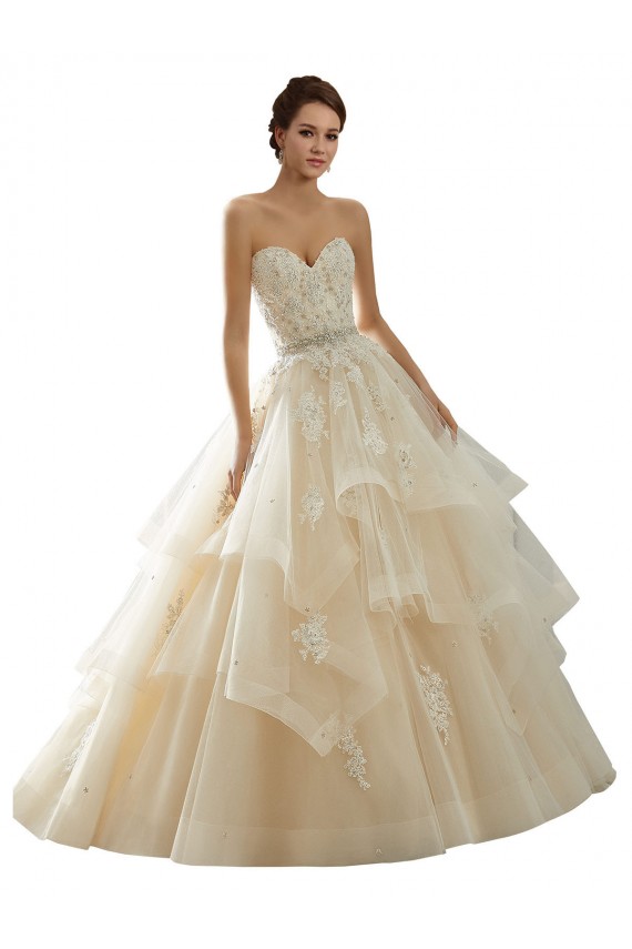 Comprare Avorio & Champagne Abito da ballo Innamorato Tulle Pizzo Abiti da sposa