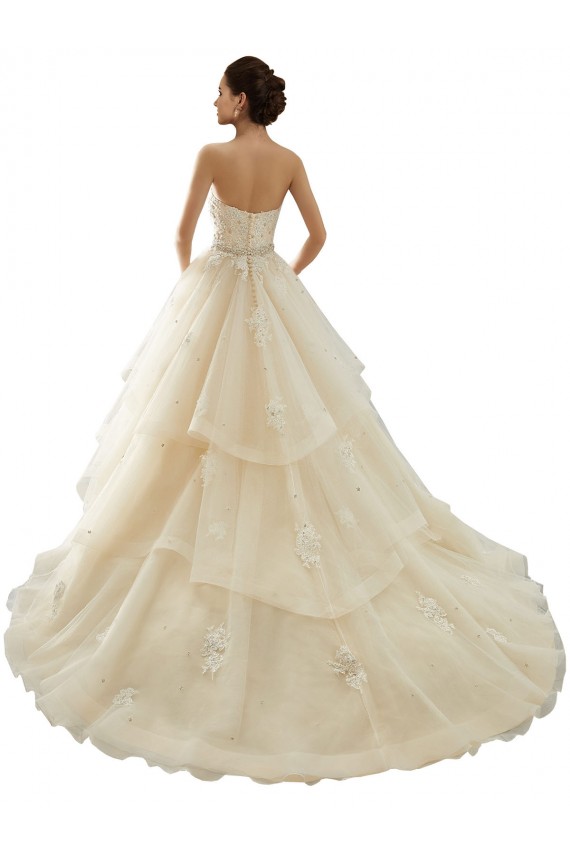 Comprare Avorio & Champagne Abito da ballo Innamorato Tulle Pizzo Abiti da sposa