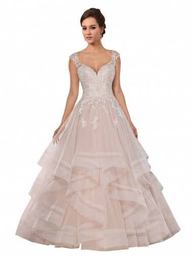 Comprare Avorio & Champagne Abito da ballo Innamorato Tulle Pizzo Abiti da sposa