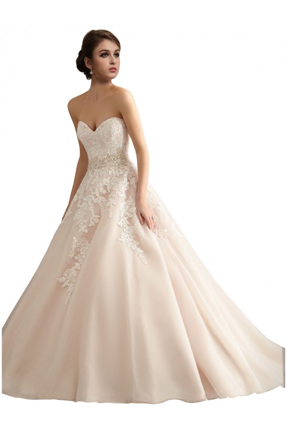 Comprare Avorio & Champagne Abito da ballo Scollatura a V Cattedrale di treno Tulle Pizzo Abiti da sposa