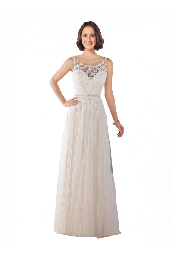 Comprare Avorio & Champagne Linea A Illusione Sweep treno Tulle Boho Abiti da sposa