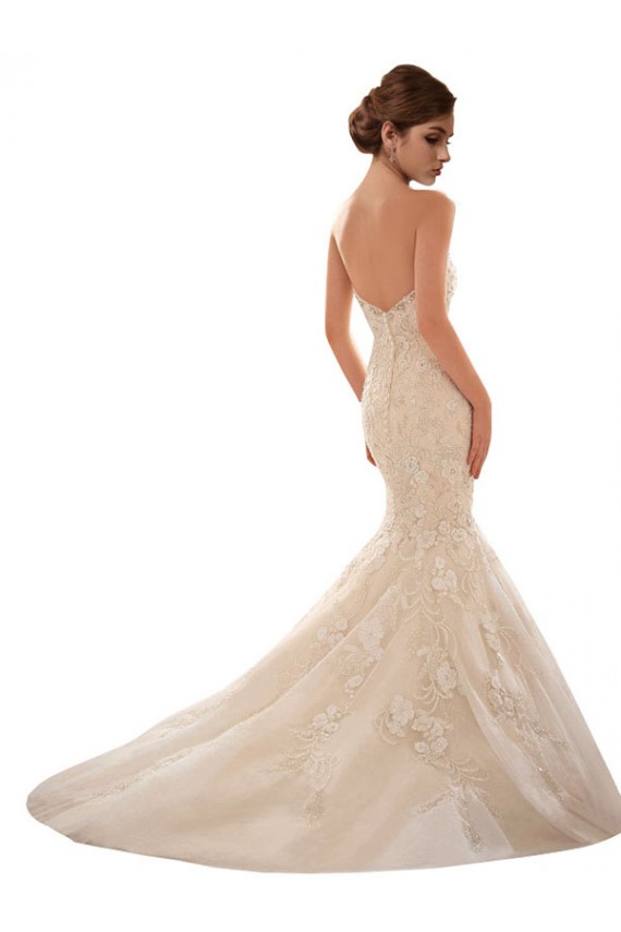 Comprare Avorio & Champagne Stile sirena Innamorato Tulle Pizzo Abiti da sposa