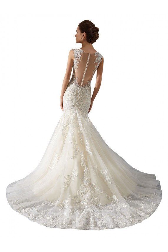 Comprare Avorio & Champagne Stile sirena Scollatura a V Tulle Pizzo Abiti da sposa