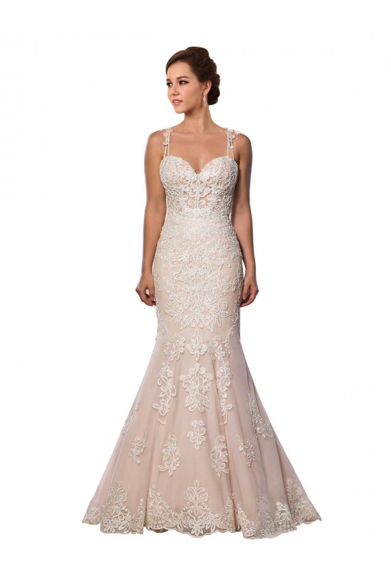 Comprare Avorio & Champagne Stile sirena Sottili Pizzo Boho Abiti da sposa