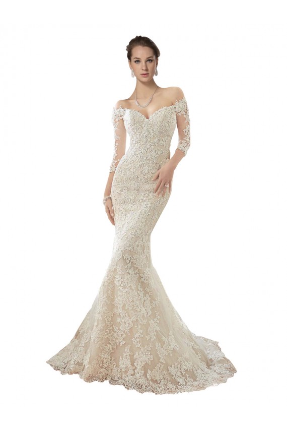 Comprare Avorio & Champagne Stile sirena Tulle Pizzo Abiti da sposa