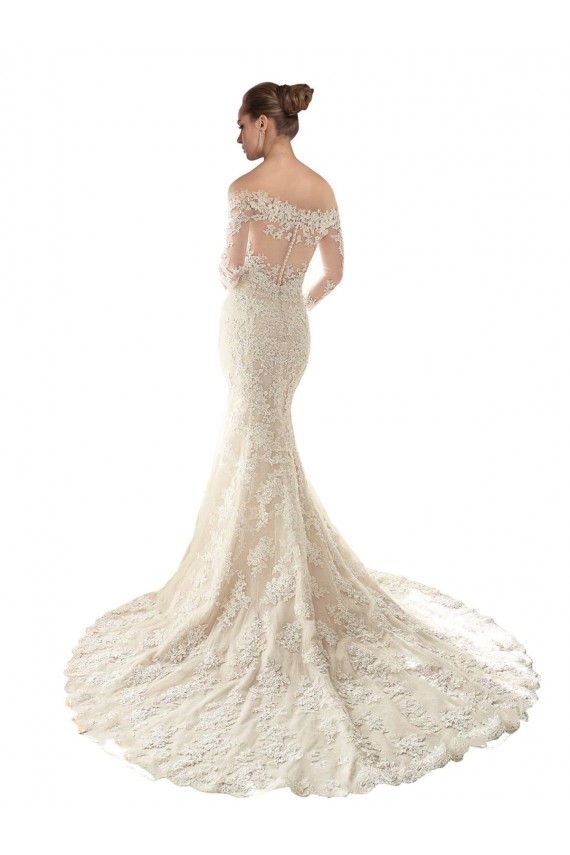Comprare Avorio & Champagne Stile sirena Tulle Pizzo Abiti da sposa