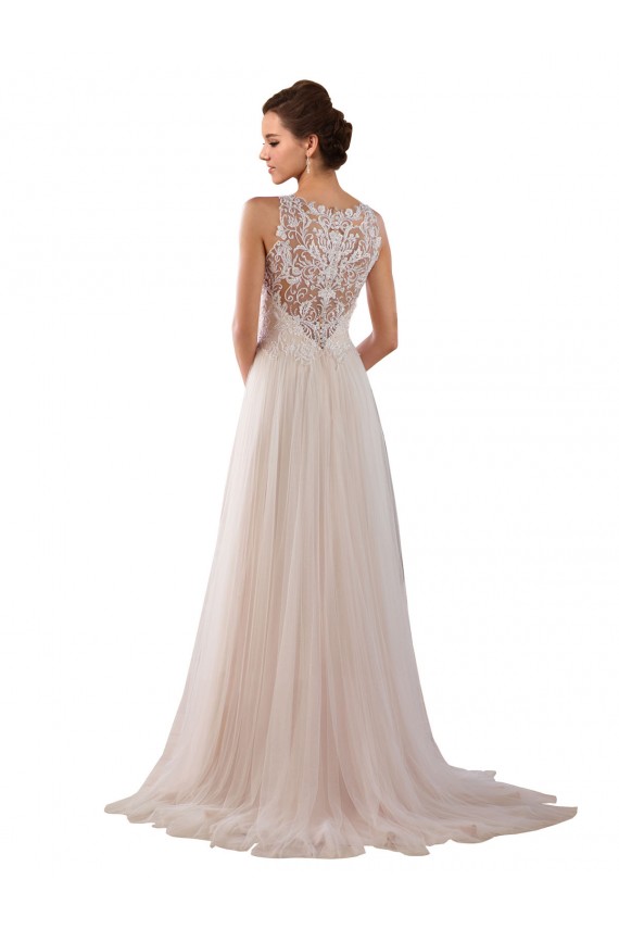 Comprare Avorio Linea A Alto Collo Tulle Pizzo Boho Abiti da sposa