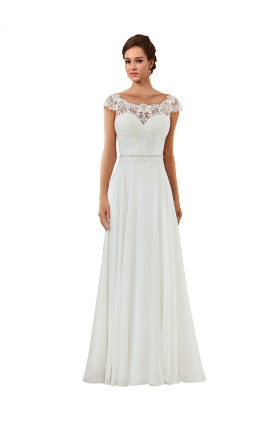 Comprare Avorio Linea A Barca Chiffona Classico Abiti da sposa
