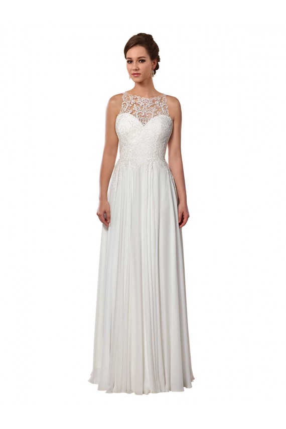 Comprare Avorio Linea A Illusione Sweep treno Chiffona Boho Abiti da sposa