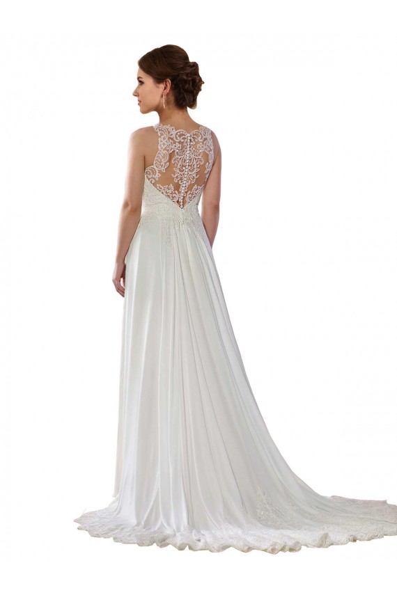 Comprare Avorio Linea A Illusione Sweep treno Chiffona Boho Abiti da sposa