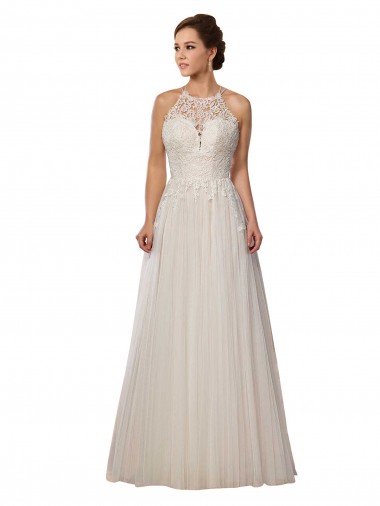 Comprare Avorio Linea A Illusione Sweep treno Tulle Abiti da sposa