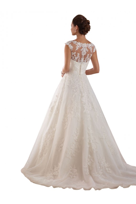 Comprare Avorio Linea A Illusione Tulle Pizzo Classico Abiti da sposa