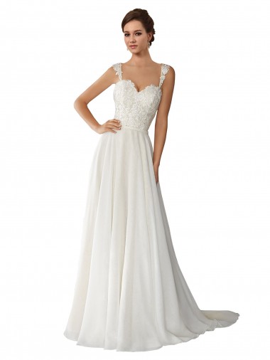 Comprare Avorio Linea A Innamorato Chiffona Pizzo Abiti da sposa