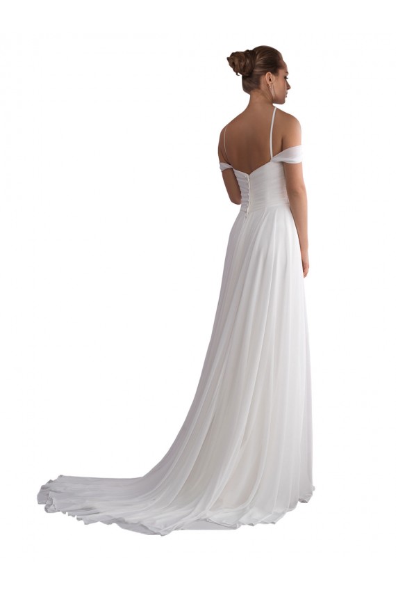 Comprare Avorio Linea A Sweep treno Chiffona Spiaggia Abiti da sposa