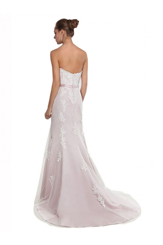 Comprare Avorio & Rosa Stile sirena Senza spalline Sweep treno Tulle Pizzo Spiaggia Abiti da sposa