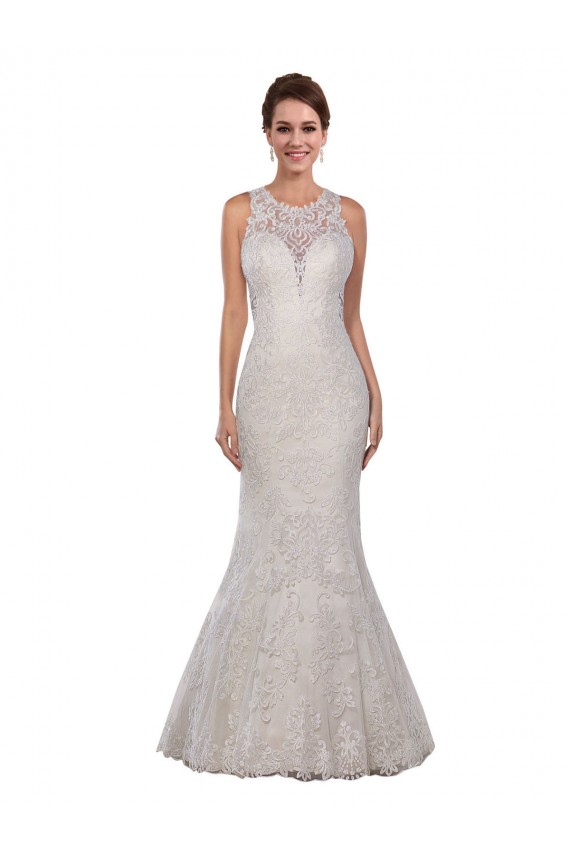 Comprare Avorio Stile sirena Alto Collo Pizzo Abiti da sposa