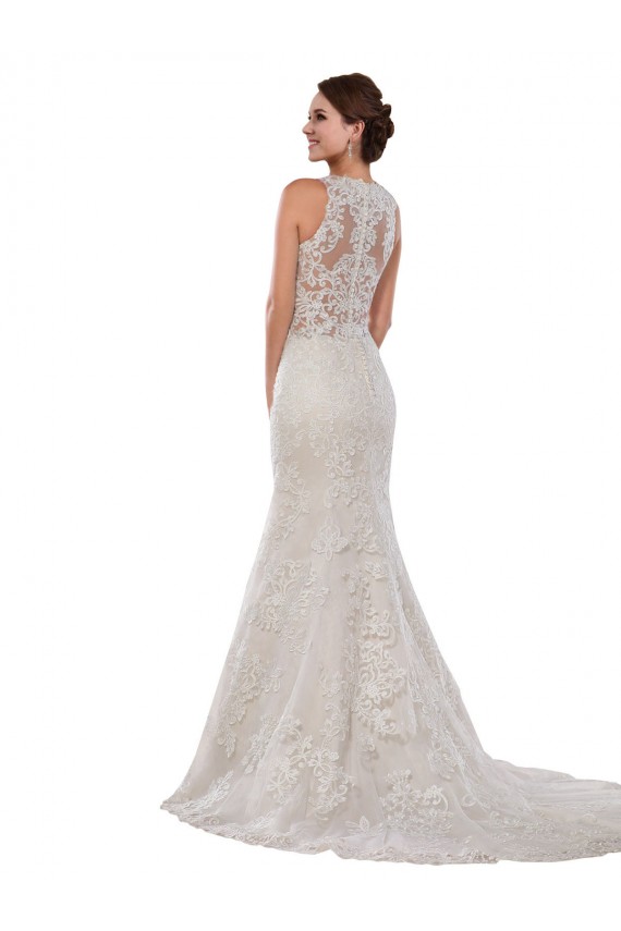 Comprare Avorio Stile sirena Alto Collo Pizzo Abiti da sposa