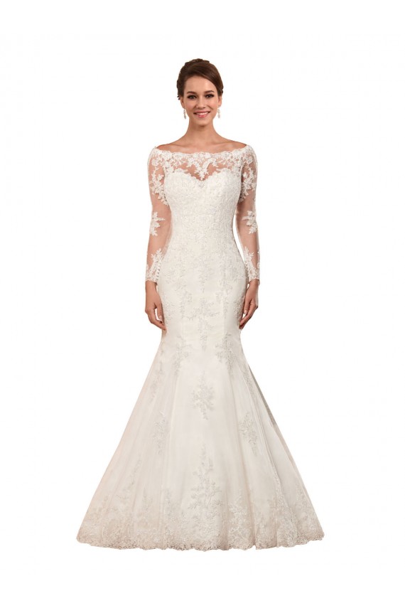 Comprare Avorio Stile sirena Barca Pizzo Abiti da sposa