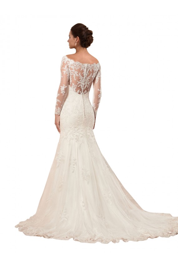 Comprare Avorio Stile sirena Barca Pizzo Abiti da sposa