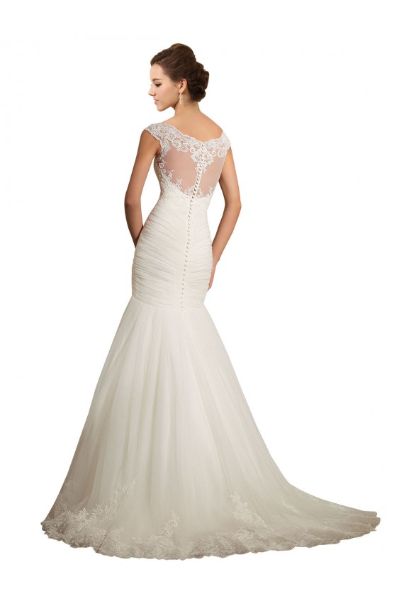 Comprare Avorio Stile sirena Barca Tulle Pizzo Abiti da sposa