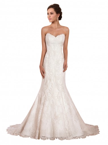 Comprare Avorio Stile sirena Innamorato Pizzo Abiti da sposa