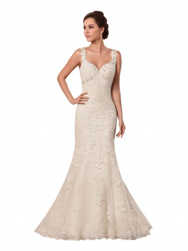Comprare Avorio Stile sirena Innamorato Tulle Pizzo Abiti da sposa