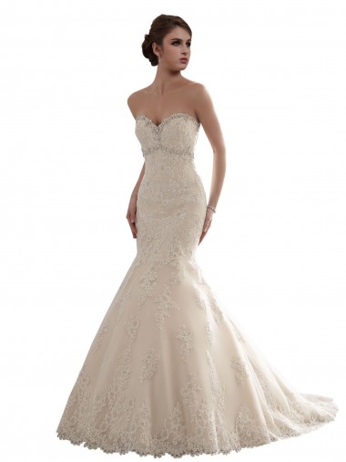 Comprare Avorio Stile sirena Innamorato Tulle Pizzo Classico Abiti da sposa