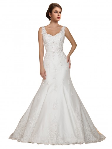 Comprare Avorio Stile sirena Scollatura a V Pizzo Abiti da sposa