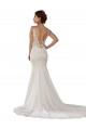 Comprare Avorio Stile sirena Scollatura a V Pizzo Crespo Elastico Abiti da sposa
