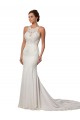 Comprare Avorio Tubino Alto Collo Pizzo Abiti da sposa