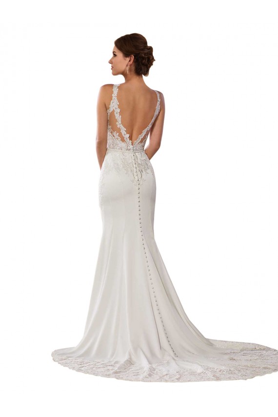 Comprare Avorio Tubino Alto Collo Pizzo Abiti da sposa