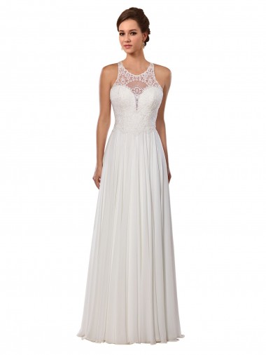 Comprare Avorio Tubino Illusione Chiffona Abiti da sposa