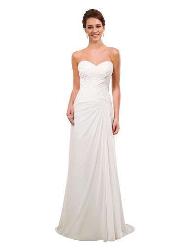 Comprare Avorio Tubino Innamorato Chiffona Abiti da sposa