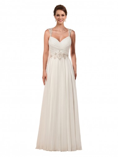 Comprare Avorio Tubino Innamorato Chiffona Abiti da sposa