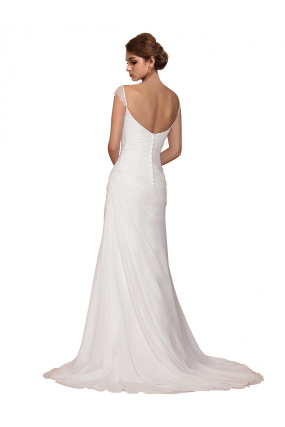 Comprare Avorio Tubino Scollatura a V Chiffona Abiti da sposa