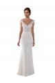 Comprare Avorio Tubino Scollatura a V Pizzo Crespo Elastico Abiti da sposa