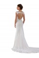Comprare Avorio Tubino Scollatura a V Pizzo Crespo Elastico Abiti da sposa