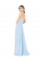Comprare Azzurro cielo Linea A Capestro Alto Collo Chiffona Lunga Abiti da damigella donore