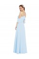 Comprare Azzurro cielo Linea A Capestro Chiffona Lunga Abiti da damigella donore