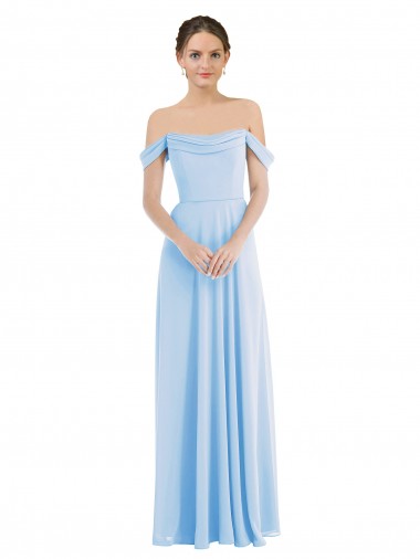 Comprare Azzurro cielo Linea A Chiffona Lunga Formali Abiti da damigella donore / Abiti da sera