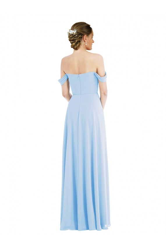 Comprare Azzurro cielo Linea A Chiffona Lunga Formali Abiti da damigella donore / Abiti da sera